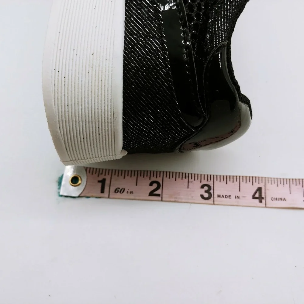Yoki Shoes Womans Benz 28 Lace Up Sneaker Black Glitter White Outsole 6.5 NEW